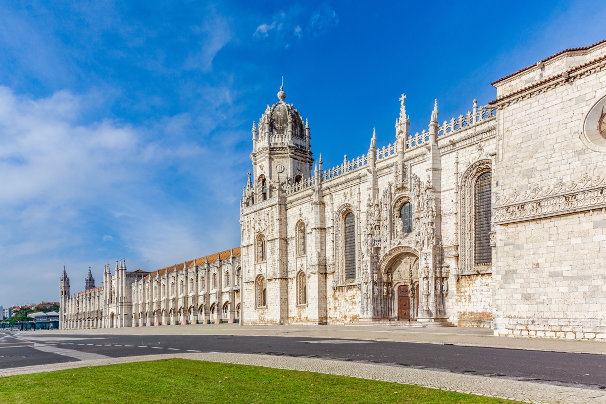 Jerónimos Monastery in Belém with Gothic facade